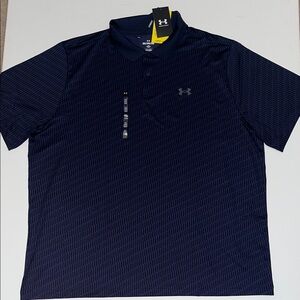 Under Armour Matchplay Golf Shirt Mens 3XL UPF 40 Blue Polo Golf Tee Print NWT